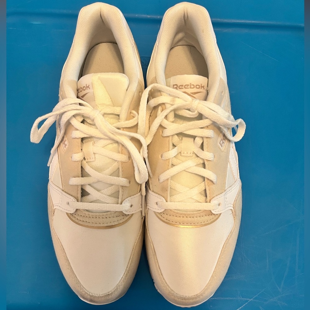 Reebok Neutral-Tone Lace-Up Sneakers in Cream and White